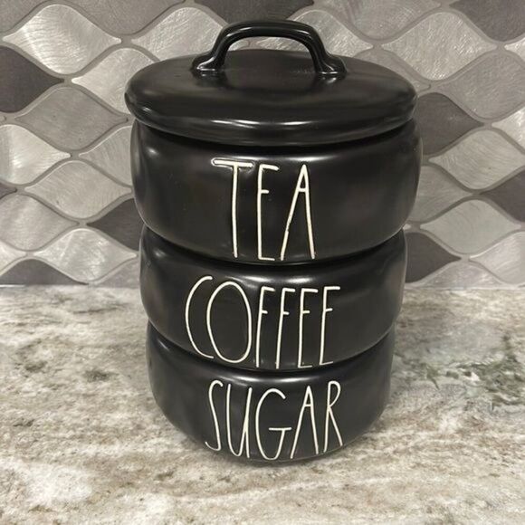 Rae Dunn Nesting Coffee Tea Sugar 3 PCS Set - Picture 1 of 6